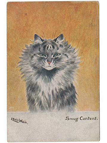 Louis Wain Postcard - Smug Content