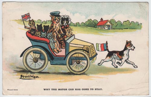 Louis Wain Postcard - Why the Motor Car Has Come to Stay