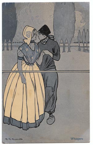 Whispers Art Nouveau postcard
